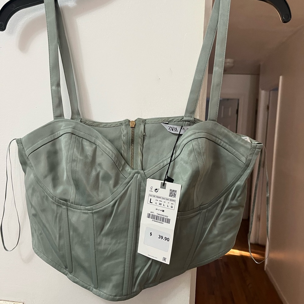 Zara Sage Green Crop Top